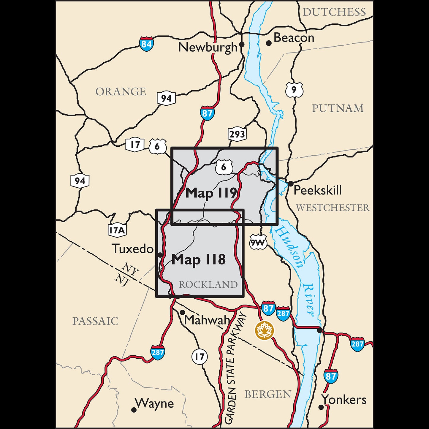 Harriman-Bear Mountain Map Locator Map