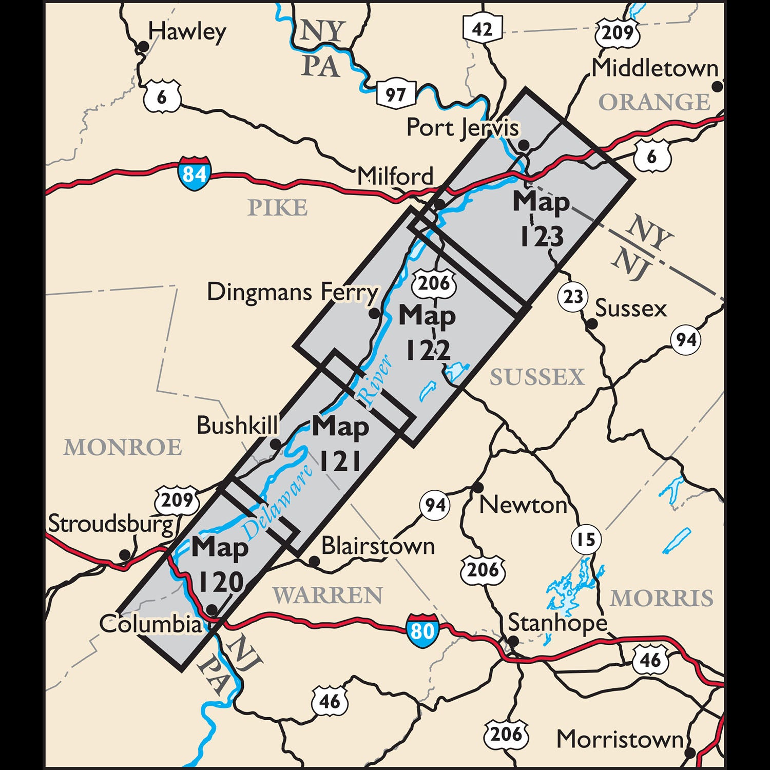 Delaware Water Gap & Kittatinny Map Locator Map